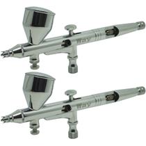 2 Canetas Aerógrafo Aerográfica Pistola Dupla Ação Profissional 0,2 mm 9 ml Importway Iwca-1c