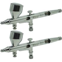2 Canetas Aerógrafo Aerográfica Pistola Dupla Ação Profissional 0,2 mm 9 ml Importway Iwca-1c