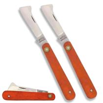 2 Canivetes De Bolso Cabo De Madeira Enxertia Corneta Brasil