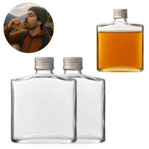 2 Cantil De Vidro Com Tampa 200ml Garrafa Para Bebidas 2 Cantil De Vidro Com Tampa 200ml Garrafa Para Bebidas