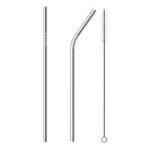 2 canudos inox 1 escova para limpeza - 26,5cm - Bm36