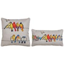 2 Capa Almofada Linho Passarinhos No Fio 43x43 Baguete 30x50 2 Capa Almofada Linho Passarinhos No Fio 43x43 Baguete 30x50