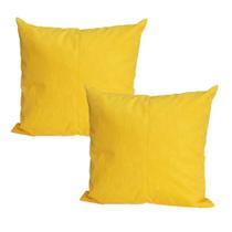 2 Capa almofada Suede Decorativa Amarela 45cm x 45cm