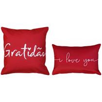 2 Capas Almofada Estampadas Vermelho Bordô Sarja Quarto Sala 45x45