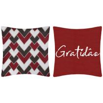 2 Capas Almofada Estampadas Vermelho Bordô Sarja Quarto Sala 45x45