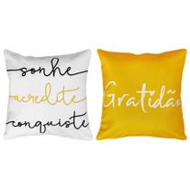 2 Capas Almofada Sarja Sonhe Acredite Conquiste Love 45x45