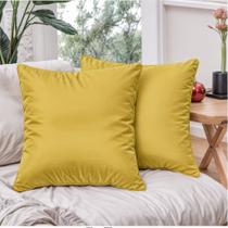 2 Capas Almofada Veludo Suede Sofa Decorativa 45x45 Amarela