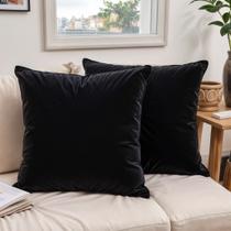 2 Capas Almofada Veludo Suede Sofa Decorativa 45x45 Preta