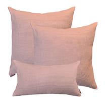 2 Capas Almofadas Decorativa Ziper Invisivel 50x50cm e 1 Capa Retangular 50x30cm Rose