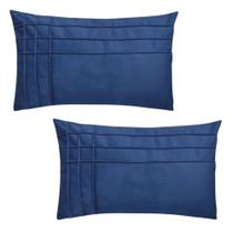 2 capas de almofada baguete veludo azul marinho drapeado moderna 30x50 cm