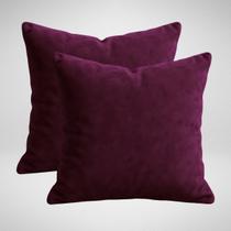 2 Capas de Almofada em Suede Luxo Ziper Invisivel 50cm x 50cm Glamour Bordo