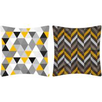 2 Capas de Almofada Sarja Geometria Triângulo Zig Zag 45x45