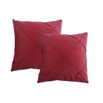 2 Capas de Almofada Suede Drapeada 45x45 Decorativa Vermelho