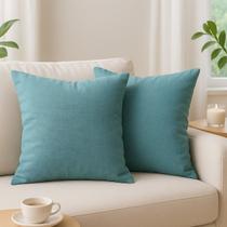 2 Capas de Almofadas Linho Premium Sofa Sala Quarto Decorativa Ziper Invisivel 45x45 Bege