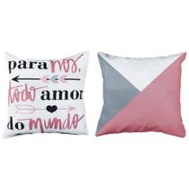 2 Capas P/ Almofada Sarja Estampa Digital Rosa Fundo Branco 45x45cm 2 Capas P/ Almofada Sarja Estampa Digital Rosa Fundo Branco 45x45cm