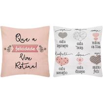 2 Capas P/ Almofada Sarja Estampa Digital Rosa Fundo Branco 45x45cm 2 Capas P/ Almofada Sarja Estampa Digital Rosa Fundo Branco 45x45cm