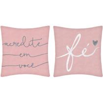 2 Capas P/ Almofada Sarja Estampa Digital Rosa Sala Quarto 45x45cm