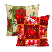 2 Capas P/ Almofadas Natalinas C/ Zíper Oxford 40x40cm