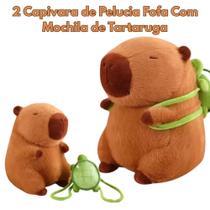 2 Capivara Mochila Tartaruga Pelúcia 50cm 30cm Pelucia Fofo