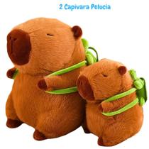 2 Capivara Pelúcia 1 Grande 1 Pequena Fofa Presente com Mochila Tartaruga