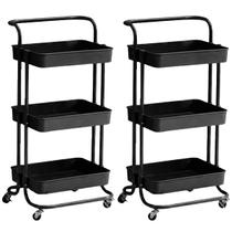 2 Carrinho Cesta Caixa Organizadora Rodinha Cozinha Bar