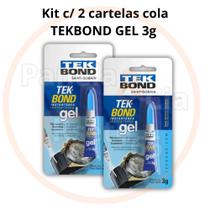 2 Cartelas Cola instantânea TEKBOND gel 3g cada