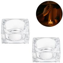 2 Castiçal Porta Velas Vidro Pequeno Enfeite Decoração Mesa