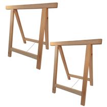 2 Cavaletes Apoio Obra Mesa Pe Madeira Eucalipto Reforçado