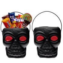 2 Caveiras Dia das Bruxas Grande Preta Doces Vela Halloween