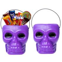 2 Caveiras Dia das Bruxas Grande Roxo Doces Vela Halloween