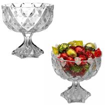 2 Centro De Mesa Vidro Fruteira Baleiro Com Pé 18x18 Cristal