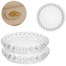 2 Centros de Mesa Vidro 11cm Porta Jóias Transparente