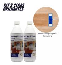 2 Ceras Para Piso De Madeira Resistente Brilhante - W&w 1l - WW Quimica