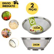 2 Cesta de Inox Escorredor para Lavar Alimentos, Saladas, Legumes, Frutas Escorredor de Alimentos Co