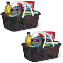 2 Cesto Com Alça Caixa Organizadora De Plástico Kit Compras 2 Cesto Com Alça Caixa Organizadora De Plástico Kit Compras