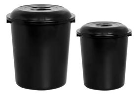 2 Cesto De Lixo Lixeira Fechada Preto 97 E 53 Litros Plasnew 2 Cesto De Lixo Lixeira Fechada Preto 97 E 53 Litros Plasnew