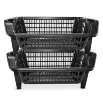 2 Cesto Expositor Organizador Empilhável 16 Litros Preto