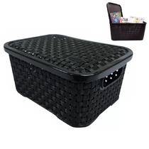 2 Cesto Organizador Rattan Caixa Multiuso Com Tampa 8 Litros