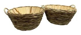 2 Cesto Vaso Cachepô Madeira Trança C Taboa Alça Palha 14x25 2 Cesto Vaso Cachepô Madeira Trança C Taboa Alça Palha 14x25
