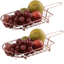2 Cestos Canoa Aramado pra Fritura Servir Fruteira 34,5cm