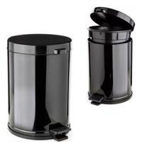 2 Cestos Lixo Lixeira 4,5 Litros Pedal Recipiente Plástico Preto - Home Utilities