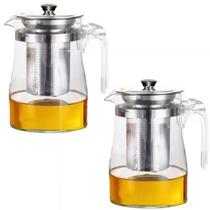 2 Chaleira de Vidro com Infusor de Chá Aço Inox 600ml