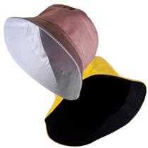 2 Chapéus Bucket Balde Dupla Face Liso Moda Streetwear
