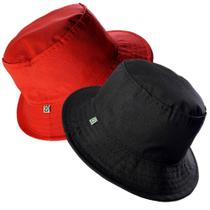 2 Chapéus Bucket Cata Ovo Balde Chorão Unissex Preto Vermelho