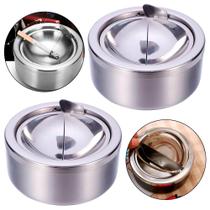 2 Cinzeiro Inox Anti-cheiro Anti-vento Sem Fumaça Com Tampa