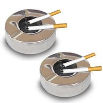 2 Cinzeiro Prova De Vento Portátil com Tampa De Aço