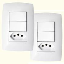 2 Cj Interruptor Duplo Simples + Tomada 20A Branco Home BLux