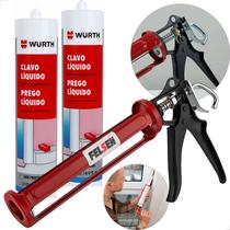 2 Cola Prego Liquido Para Rodapé quadro mdf extra forte + aplicador