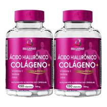 2 colágeno hidrolisado ácido hialurõnico com vitamina c selênio zinco 150 cápsulas 500mg