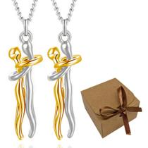 2 Colar Abraço Casal Alma Gêmea Yin Yang Presente Namorada